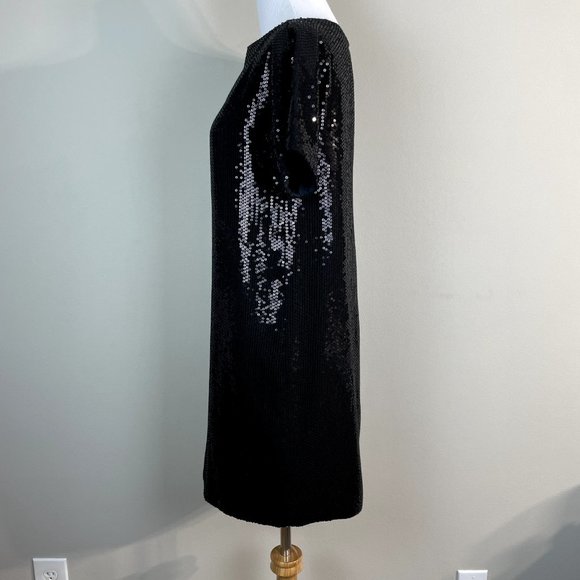 Robert Rodriguez Dress Womens 6 Black Sequin Mini Shift Short Sleeve Cocktail - Picture 8 of 12